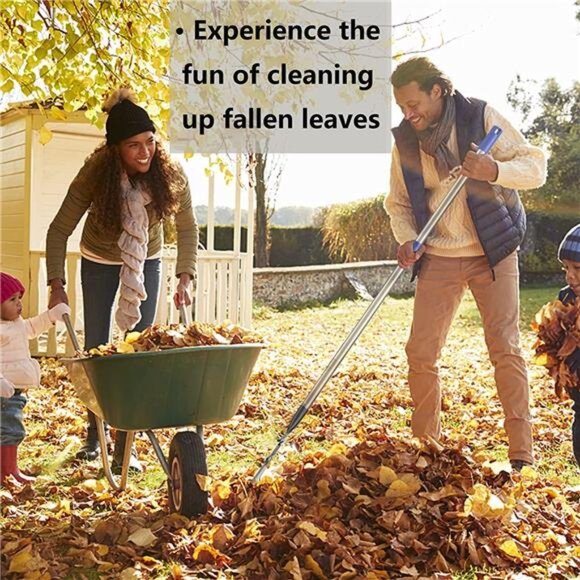 Garden Rake -Small Leaves Rakes for Gardening - 11 Metal Tines 8.5" Wide - 78" - Picture 7 of 8